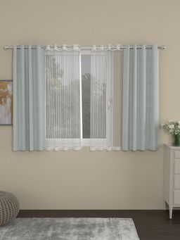Rosara Home - Grey Striped Window Curtains (Pack of 4)