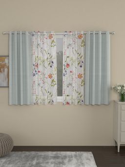 Rosara Home - Multi-Color Floral Window Curtains (Pack of 4)