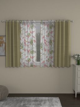 Rosara Home - Olive Floral Window Curtains (Pack of 4)