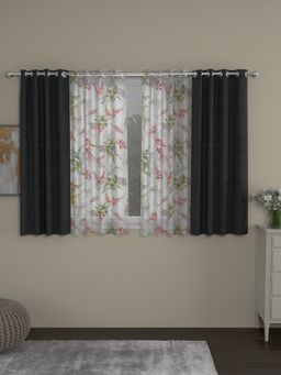 Rosara Home - Grey Floral Window Curtains (Pack of 4)
