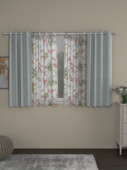 Rosara Home - Grey Floral Window Curtains (Pack of 4)