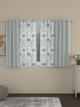 Rosara Home - Grey Floral Regular Window Curtains (Pack of 4)