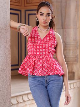 Rain & Rainbow - Pink Pure Cotton Printed Top