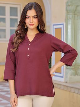 Rain & Rainbow - Wine Pure Cotton Solid Tunic