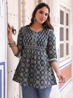 Rain & Rainbow - Blue Pure Cotton Printed Tunic