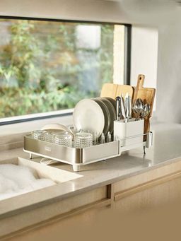 Joseph Joseph - Extend Steel Expandable Dish Rack With Draining Spout - Stone