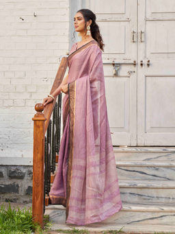 Tikhi Imli - Ready To Wear Lavender Color Polycotton Woven Saree with Unstitched Blouse