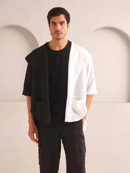 B Label - Men Multi-Colour Hemp Solid Hooded Jackets