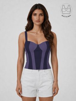 BUTTERSCOSH - Women Purple Colour Block Corset Top