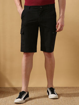 Dennis Lingo - Men Black Solid Regular Fit Cargo Shorts