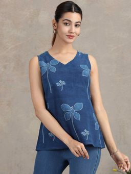 Cotton Culture - Blue Floral V-Neck Tunic