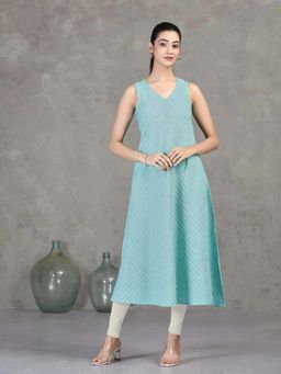 Cotton Culture - Turquoise Printed V-Neck Dress