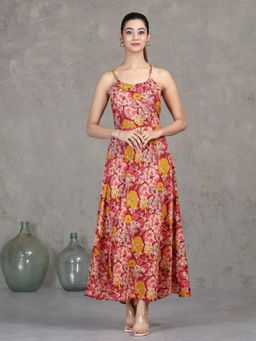 Cotton Culture - Peach Floral Shoulder Straps Dress