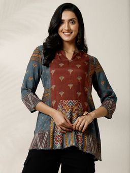 Libas - Multi-Color Printed V-Neck Kurti
