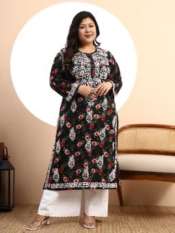 SYRISH - Red Embroidered Round Neck Kurta