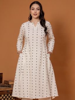 ARAMYA - Off White Printed Round Neck Kurta