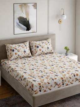 Dreamscape - Cotton Bedsheet with Pillow Covers Cream (King)