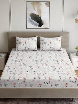 Dreamscape - Cotton Bedsheet with Pillow Covers White (Double)