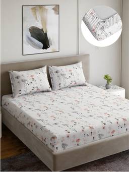Dreamscape - Cotton Bedsheet with Pillow Covers White (King)