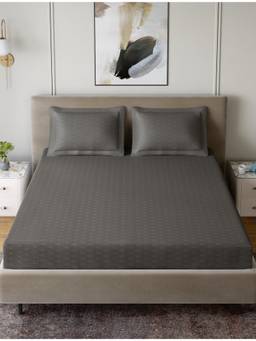 Home Ecstasy - Cotton Bedsheet with Pillow Covers Grey (King)