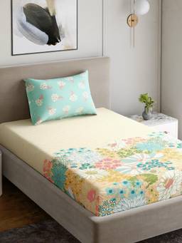 Home Ecstasy - Cotton Bedsheet With Pillow Cover Green (Single)