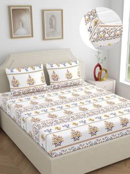 Home Ecstasy - Cotton Bedsheet with Pillow Covers Brown (King)