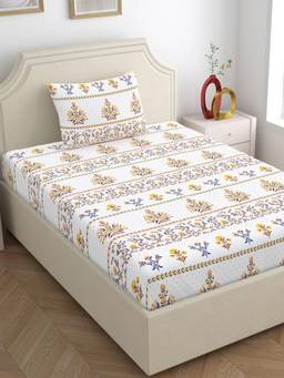 Home Ecstasy - Cotton Bedsheet With Pillow Cover Brown (Single)