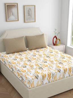 Home Ecstasy - Cotton Bedsheet with Pillow Covers Brown (Double)
