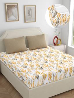 Home Ecstasy - Cotton Bedsheet with Pillow Covers Brown (Queen)