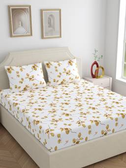 Home Ecstasy - Cotton Bedsheet with Pillow Covers Brown (King)