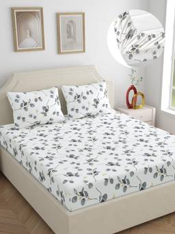 Home Ecstasy - Cotton Bedsheet with Pillow Covers Grey (King)