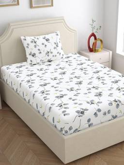 Home Ecstasy - Cotton Bedsheet With Pillow Cover Grey (Single)