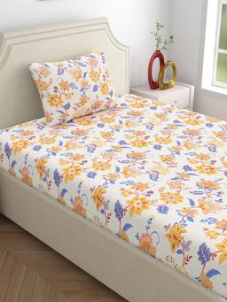 Home Ecstasy - Cotton Bedsheet With Pillow Cover Yellow (Single)