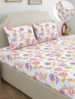 Home Ecstasy - Cotton Bedsheet with Pillow Covers Purple (King)