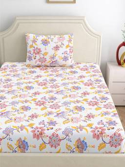 Home Ecstasy - Cotton Bedsheet With Pillow Cover Purple (Single)
