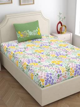 Home Ecstasy - Cotton Bedsheet With Pillow Cover Green (Single)