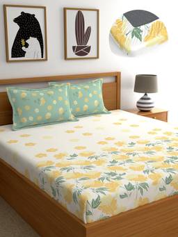 Dreamscape - Cotton Bedsheet with Pillow Covers Beige (Queen)