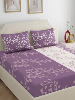 Dreamscape - Cotton Bedsheet with Pillow Covers Purple (Double)