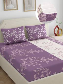 Dreamscape - Cotton Bedsheet with Pillow Covers Purple (Queen)