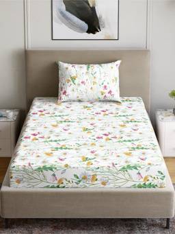 Dreamscape - Cotton Bedsheet With Pillow Cover Pink (Single)