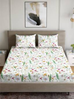 Dreamscape - Cotton Bedsheet with Pillow Covers Pink (King)