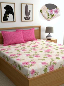 Dreamscape - Cotton Bedsheet with Pillow Covers Pink (King)