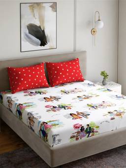 Home Ecstasy - Cotton Bedsheet with Pillow Covers White (King)