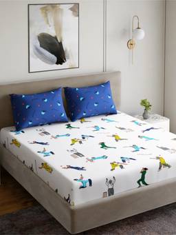 Home Ecstasy - Cotton Bedsheet with Pillow Covers White (King)