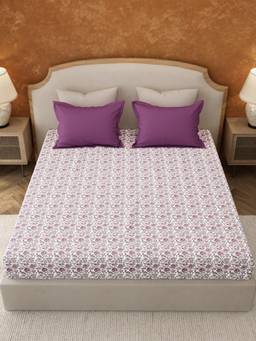MYTRIDENT - Cotton Bedsheet with Pillow Covers Purple (Queen)