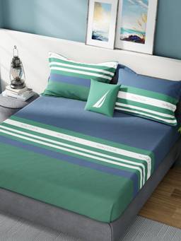 Nautica - Cotton Double Bedsheet with Pillow Covers Multi-Color (King)