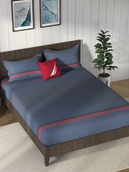 Nautica - Cotton Double Bedsheet with Pillow Covers Multi-Color (King)
