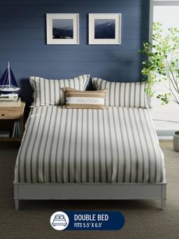 Nautica - Cotton Double Bedsheet with Pillow Covers Black (Double)