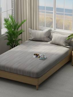 Nautica - Cotton Double Bedsheet with Pillow Covers Grey (King)