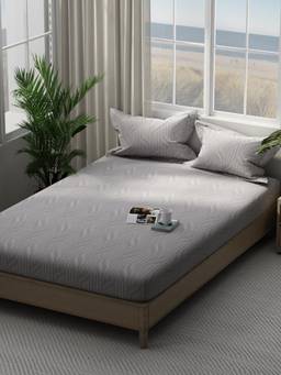 Nautica - Cotton Double Bedsheet with Pillow Covers Grey (King)